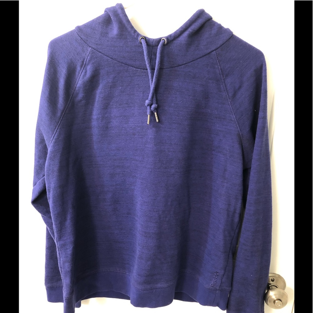 Reebok hoodie with drawstrings, purple/blk, cotton